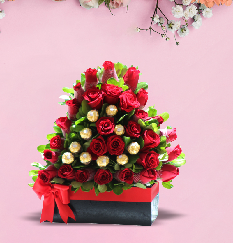 corazón con chocolate ferrero