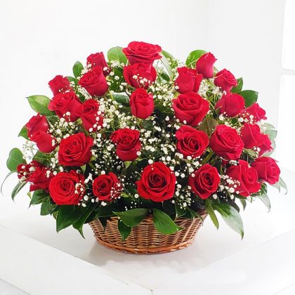 canasta floral abanico