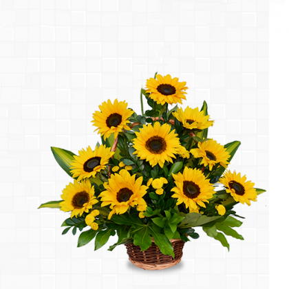 canasta con girasoles