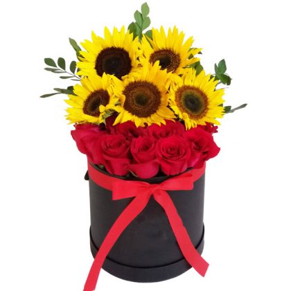 box rosas y girasoles