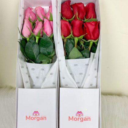 6 rosas en caja