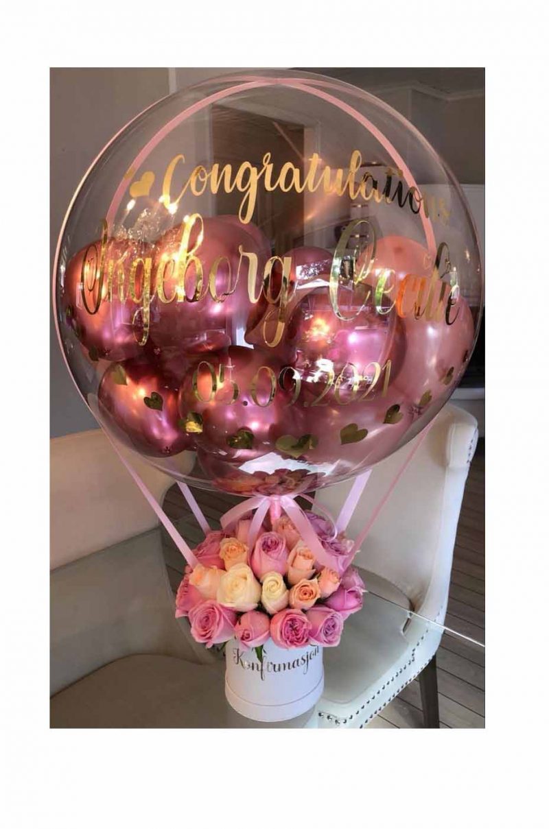 box con rosas lilas y rosadas