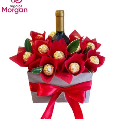 "Elegancia y Delicias: Box con Vino Intipalca y Chocolates Ferrero Rocher"