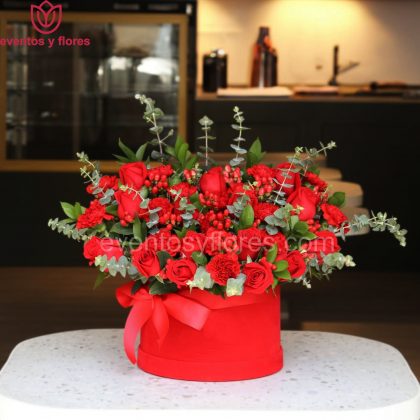 Box Corazón amor de 15 Rosas Rojas y Claveles